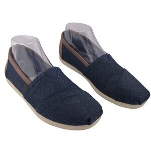 Toms Men Blue Jean Slip On with Vegan Leather Trim Size 8M